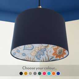 Botanical Lampshade Blue & Orange Floral Ceiling/Table Light, UK Handmade