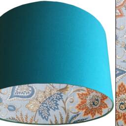 Botanical Lampshade Blue & Orange Floral Ceiling/Table Light, UK Handmade - thumbnail 2