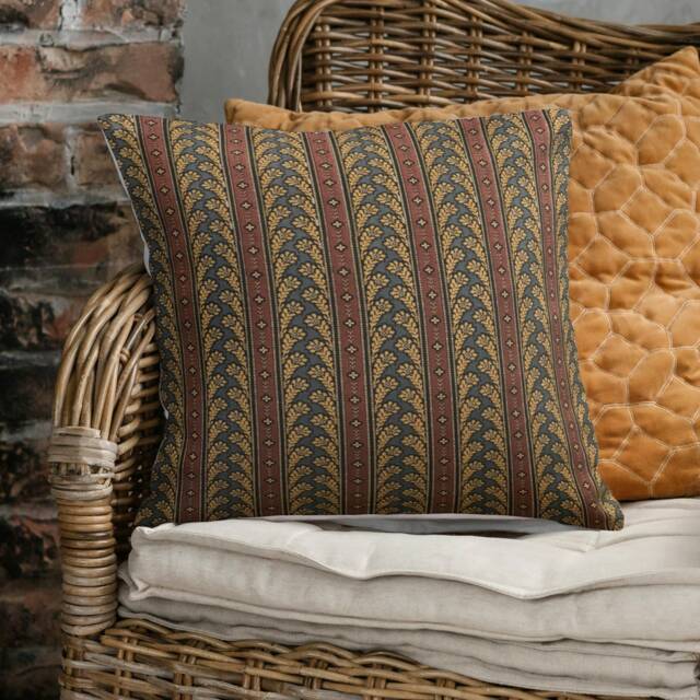 "Colonial Brown & Gold Striped Cushion Pillow Cover. 18""/20" - image 1