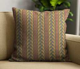 "Colonial Brown & Gold Striped Cushion Pillow Cover. 18""/20"
