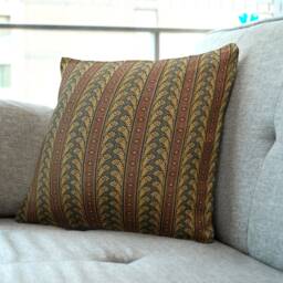 "Colonial Brown & Gold Striped Cushion Pillow Cover. 18""/20" - thumbnail 2