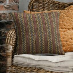 "Colonial Brown & Gold Striped Cushion Pillow Cover. 18""/20" - thumbnail 1