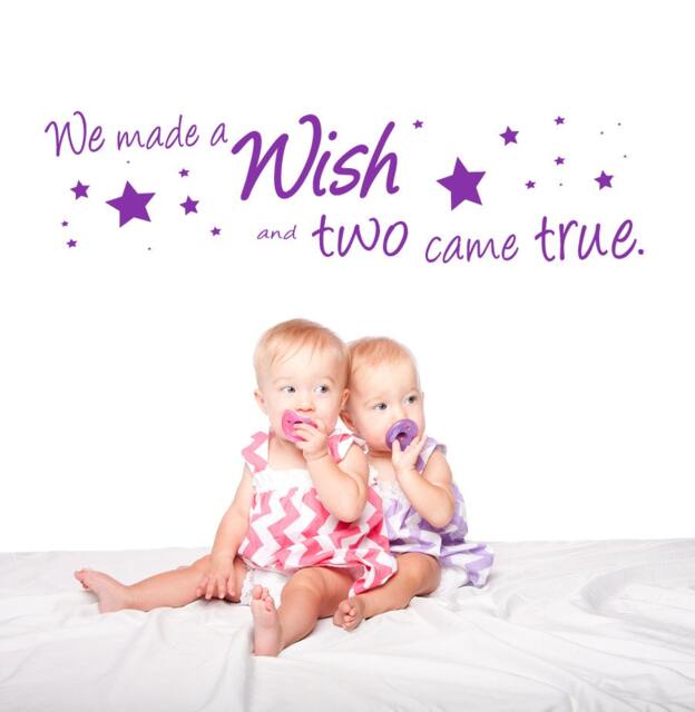 Twins Nursery Wall Decal Sticker We Made A Wish & Two Came True Baby Room - image 1