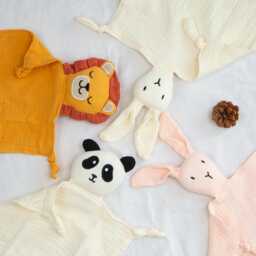 Personalized Organic Cotton Baby Lovey, Embroidered Animal Security Blanket - thumbnail 3