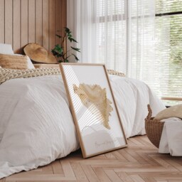 Bosnia & Herzegovina Map Beige & Gold Wall Art Print - thumbnail 2