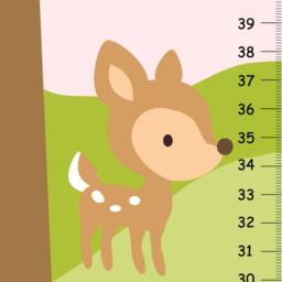 On Sale This Week Deer Girls Growth Chart, Love & Nature Green Pink Including Owl, Birds, Squirrel Fox, Wall Art For - thumbnail 1