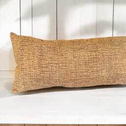 Woven Lumbar Pillow Long Handmade Bolster Boho Textured Caramel Golden Brown Cozy Home Decor For Bed Sofa & Bench - thumbnail 2