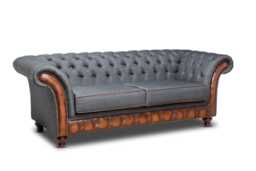 Chesterfield Belmont Sofa Antique Tan & Grey Tweed - thumbnail 1