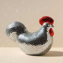 Disco Chicken Figurine 70S Retro Mirror Tile Decor - thumbnail 3