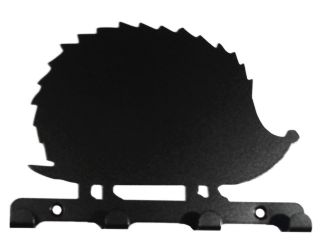 Spiky Hedgehog Silhouette Key Hook Rack - Metal Wall Art