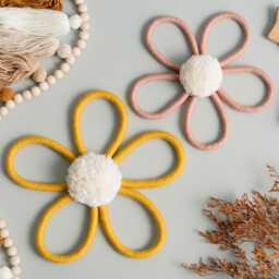 Macrame Flower Playroom Decor, Boho Wall Art, Handmade Nursery Accent, Toddler Room Hanging U03