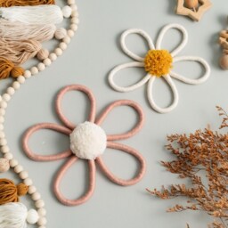 Macrame Flower Playroom Decor, Boho Wall Art, Handmade Nursery Accent, Toddler Room Hanging U03 - thumbnail 4