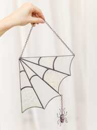 Halloween Stained Glass Spider Web Cobweb Net Suncatcher Home House Decor Window Wall Hangings Cling Gift - thumbnail 1