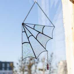 Halloween Stained Glass Spider Web Cobweb Net Suncatcher Home House Decor Window Wall Hangings Cling Gift - thumbnail 3
