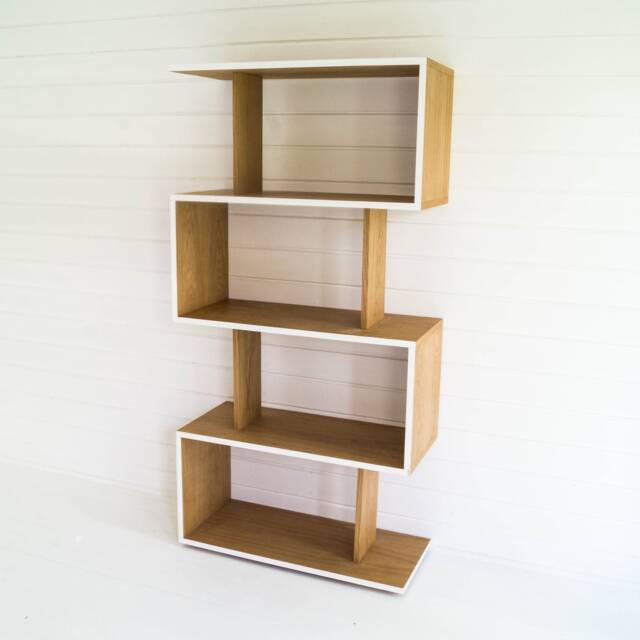 Tall Oak Shelf Unit For Storage & Display Contemporary Handmade Wood Room Divider - image 1