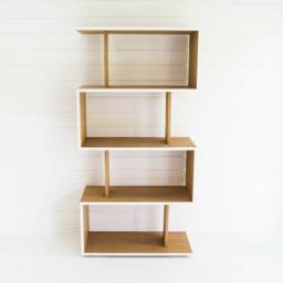 Tall Oak Shelf Unit For Storage & Display Contemporary Handmade Wood Room Divider - thumbnail 2