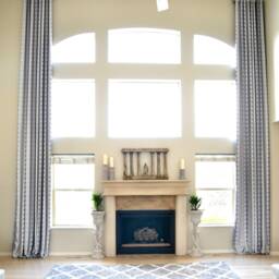 Extra Long Jacquard Curtain With Gray White Stripes Custom Made Drape 8-20 Ft Story Long Wide Great Room Free Swatch Ikiriska - thumbnail 3