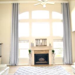 Extra Long Jacquard Curtain With Gray White Stripes Custom Made Drape 8-20 Ft Story Long Wide Great Room Free Swatch Ikiriska - thumbnail 2