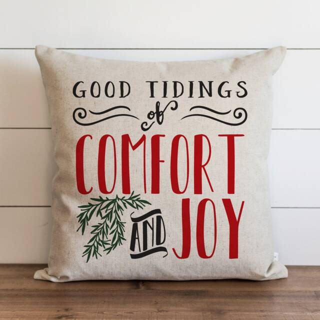 Comfort & Joy 20 X Pillow Cover // Santa Christmas Holiday Winter Throw Gift Accent - image 1