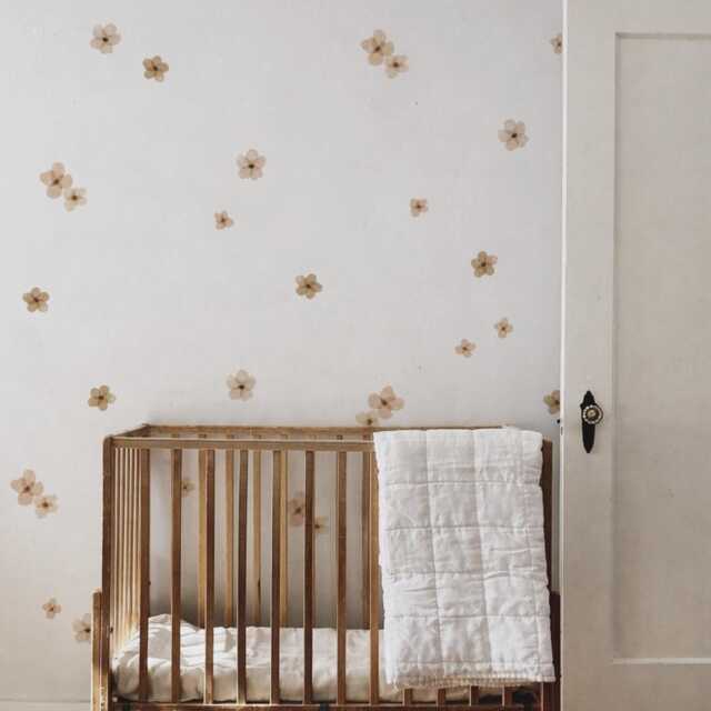 Marron Flowers Fabric Wall Stickers - Removable & Reusable - image 1