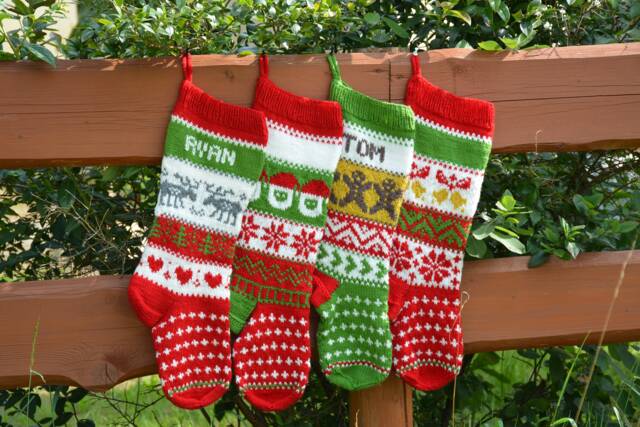 Personalized Christmas Stocking Hand Knitted Gift Decoration - image 1