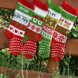 Personalized Christmas Stocking Hand Knitted Gift Decoration - thumbnail 4