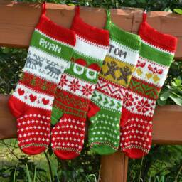 Personalized Christmas Stocking Hand Knitted Gift Decoration - thumbnail 3