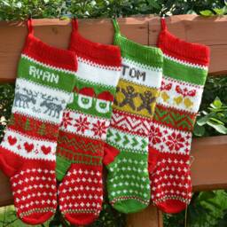 Personalized Christmas Stocking Hand Knitted Gift Decoration - thumbnail 2