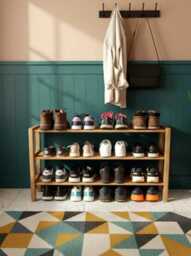 Handmade Scottish Oak 3-Tier Boot Rack Custom Shoe Storage - thumbnail 3
