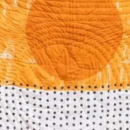 King Size Cotton Voile Quilt Reversible Block Printed Bedspread, Yellow Bedding - thumbnail 4