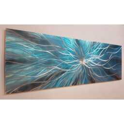 Modern Teal Grey Metal Wall Art, Nova