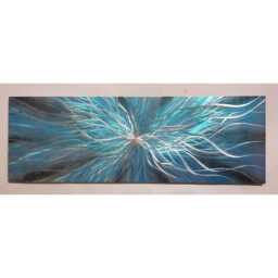 Modern Teal Grey Metal Wall Art, Nova - thumbnail 2