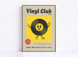 Retro Vinyl Club Poster Cartoon Record Print - thumbnail 1
