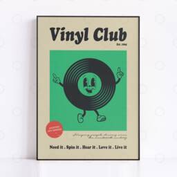 Retro Vinyl Club Poster Cartoon Record Print - thumbnail 2