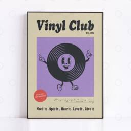 Retro Vinyl Club Poster Cartoon Record Print - thumbnail 3