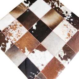 Mixed Patchwork Cowhide Ottoman Coffee Table, Can Be Used As A Pouffe Or Foot Stool - thumbnail 4