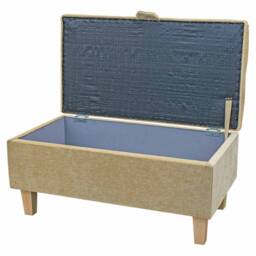Handmade Yellow Straw Velvet 70cm Buttoned Storage Ottoman - Pimlico Crush Fabric Bespoke British Made - thumbnail 2