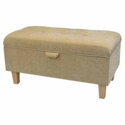 Handmade Yellow Straw Velvet 70cm Buttoned Storage Ottoman - Pimlico Crush Fabric Bespoke British Made