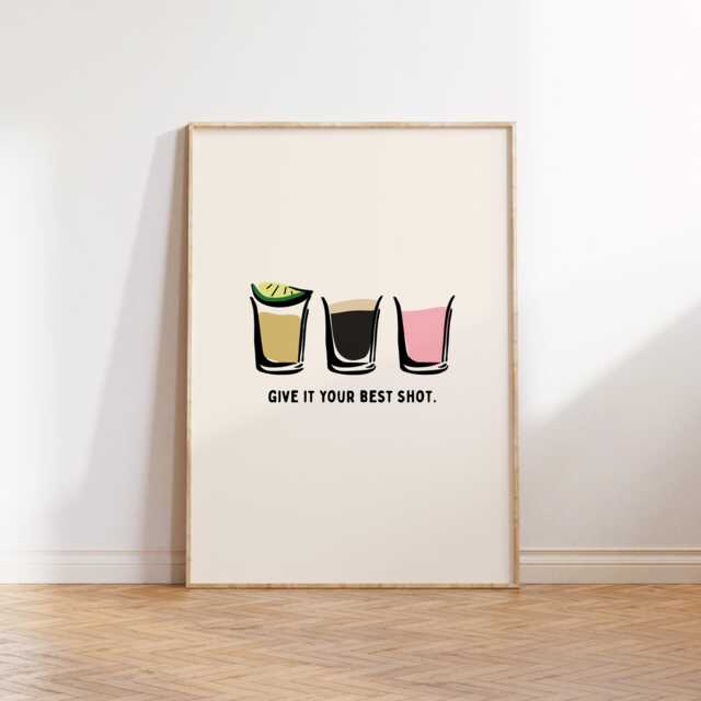 Tequila & Baby Guinness Shot Print Bar Kitchen Wall Art - image 1