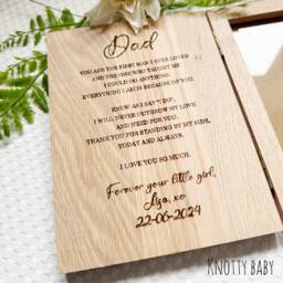 Customised Father Of The Bride Solid Oak Wooden Book Style Photo Frame, Wedding Gift, Bride Frame, Day - thumbnail 2