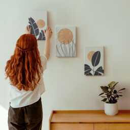3 Piece Canvas Set - Plant Patterns With Large Suns, Minimalist Style, Orange Wall Art, Plants & Flowers Decor