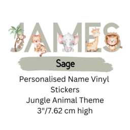 Safari Personalised Name Wall Sticker, Jungle Animal Nursery Decor, Custom Kids Vinyl Decal, 11 Colours, 7.6cm 10.2cm Or 12.7cm High - thumbnail 3