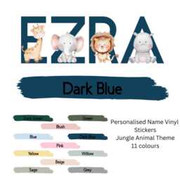 Safari Personalised Name Wall Sticker, Jungle Animal Nursery Decor, Custom Kids Vinyl Decal, 11 Colours, 7.6cm 10.2cm Or 12.7cm High - thumbnail 2