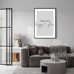 This Is Our Happy Place, Black & Beige Quote, Living Room Print, Family Wall Art, Home Decor Hallway, Typography Print Poster - thumbnail 3