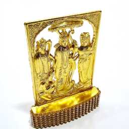 Lord Ram Darbar Rare Stone Decorated, Gold Plated Idol Statue - thumbnail 3