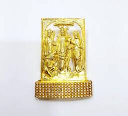 Lord Ram Darbar Rare Stone Decorated, Gold Plated Idol Statue - thumbnail 1