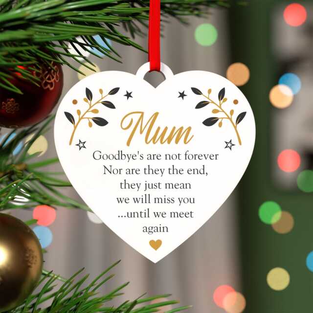 Goodbyes Are Not Forever Christmas Memorial Decoration - Personalised Remembrance Heart Ornament Sympathy Gift With Red Bag - image 1