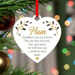 Goodbyes Are Not Forever Christmas Memorial Decoration - Personalised Remembrance Heart Ornament Sympathy Gift With Red Bag - thumbnail 1