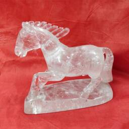 Crystal Quartz Horse - White Horse Sculptures Carved Stone Animals Animal Figurines Sculptures Gemstone Artifacts - thumbnail 2