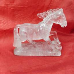 Crystal Quartz Horse - White Horse Sculptures Carved Stone Animals Animal Figurines Sculptures Gemstone Artifacts - thumbnail 4